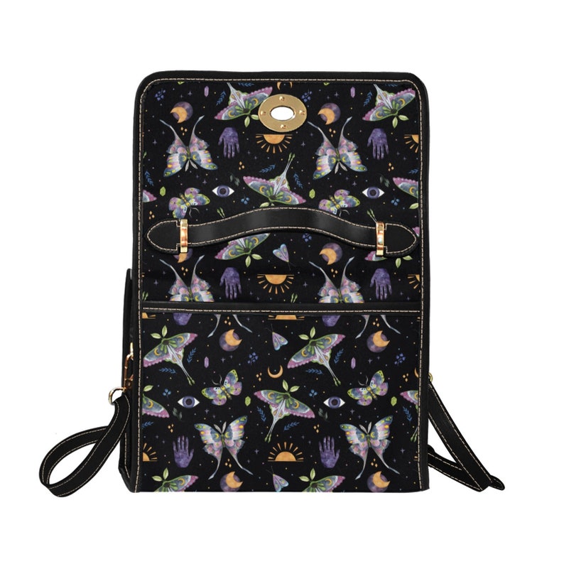 Mystical Luna Moth Canvas Satchel Bag For Hippie