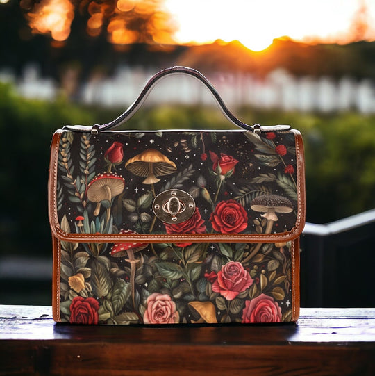 Dark Cottagecore Rose Witchy Satchel Handbag For Boho Hippies
