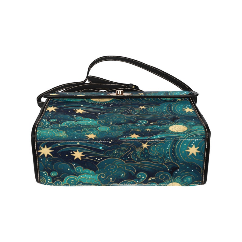 Boho Celestial Starry Night Sky and Moon Satchel Handbag For Hippie