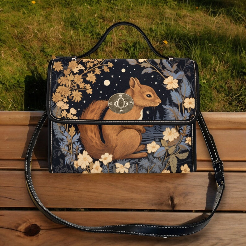 Moon Women Forest Squirrel Witchy Satchel Handbag For Boho Hippies