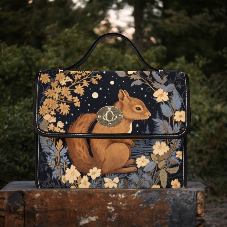 Moon Women Forest Squirrel Witchy Satchel Handbag For Boho Hippies