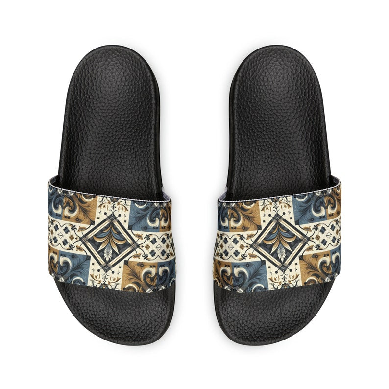 hippieartzone - Desert Blue Women's PU Slide Sandals.