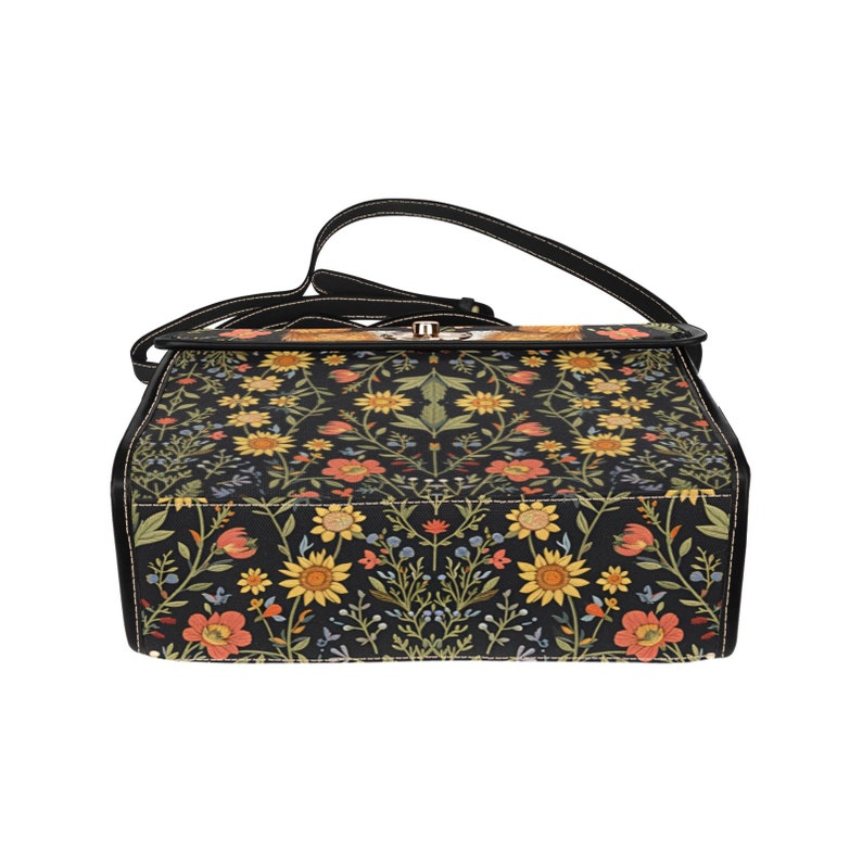 Faux-Embroidered Foxes &amp; Flowers Witchy Satchel Handbag For Boho Hippie