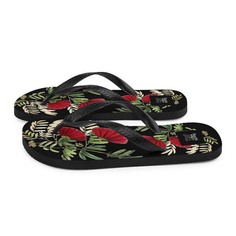 hippieartzone - Black Japanese-Inspired Flip-Flops.