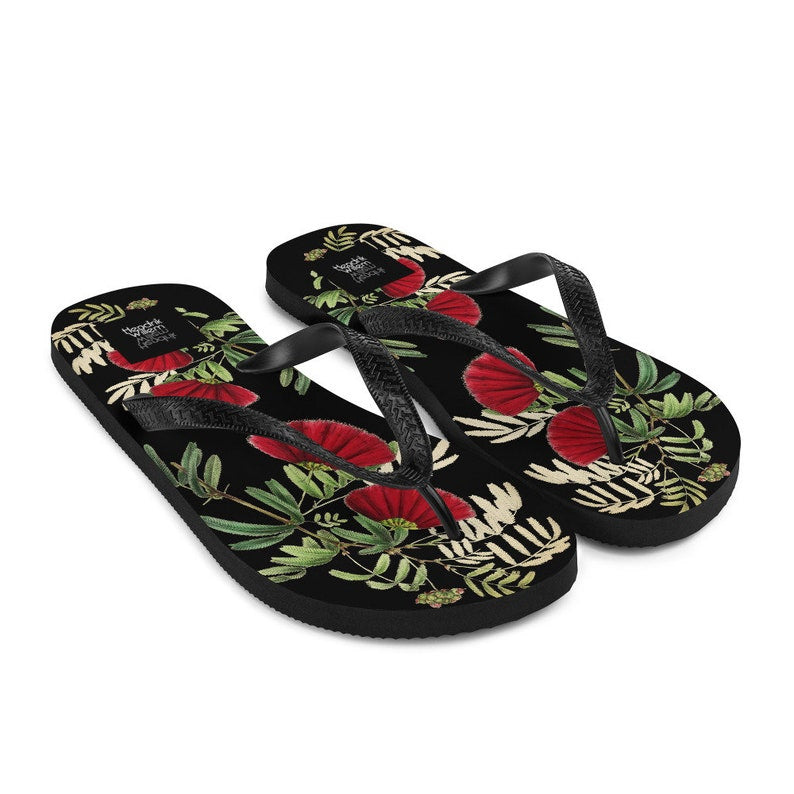 hippieartzone - Black Japanese-Inspired Flip-Flops.
