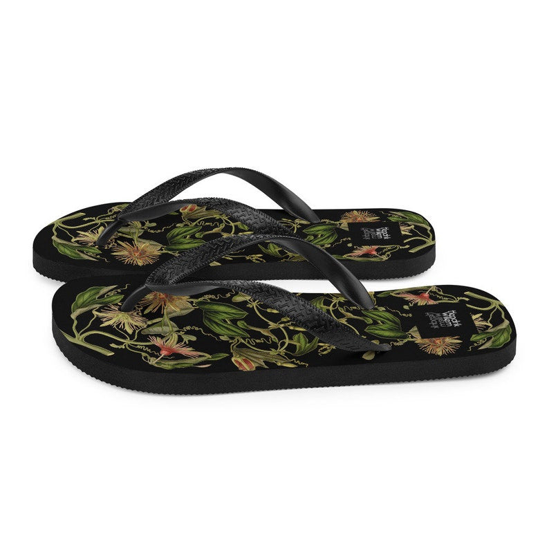 hippieartzone - Colorful Botanical Ladies Flip-Flops.