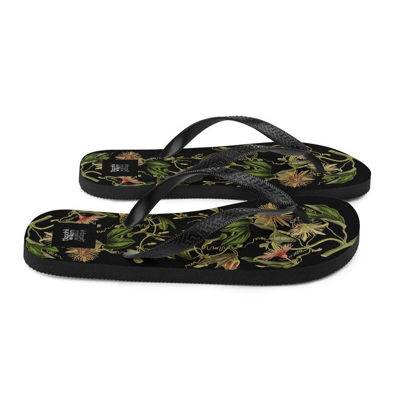 hippieartzone - Colorful Botanical Ladies Flip-Flops.