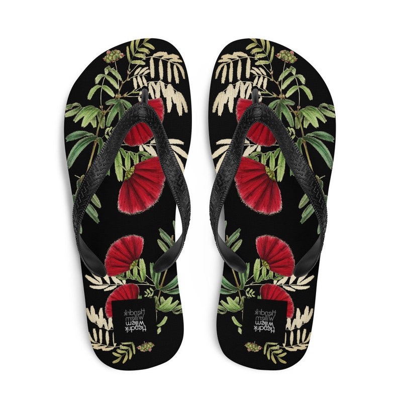 hippieartzone - Black Japanese-Inspired Flip-Flops.