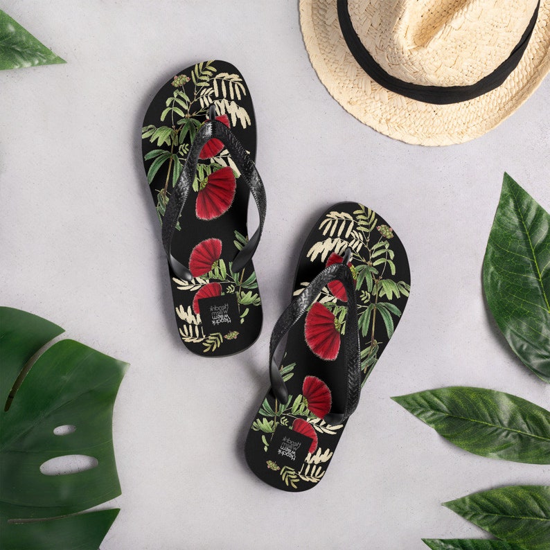 hippieartzone - Black Japanese-Inspired Flip-Flops.