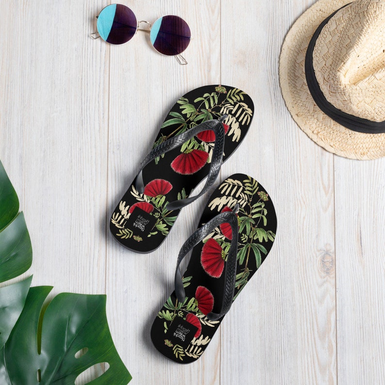 hippieartzone - Black Japanese-Inspired Flip-Flops.