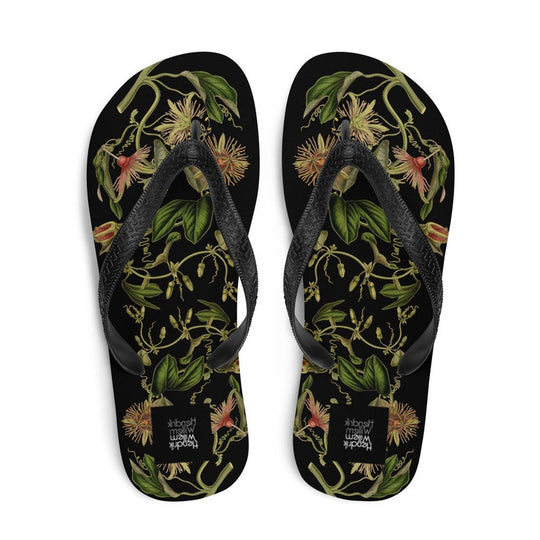 hippieartzone - Colorful Botanical Ladies Flip-Flops.