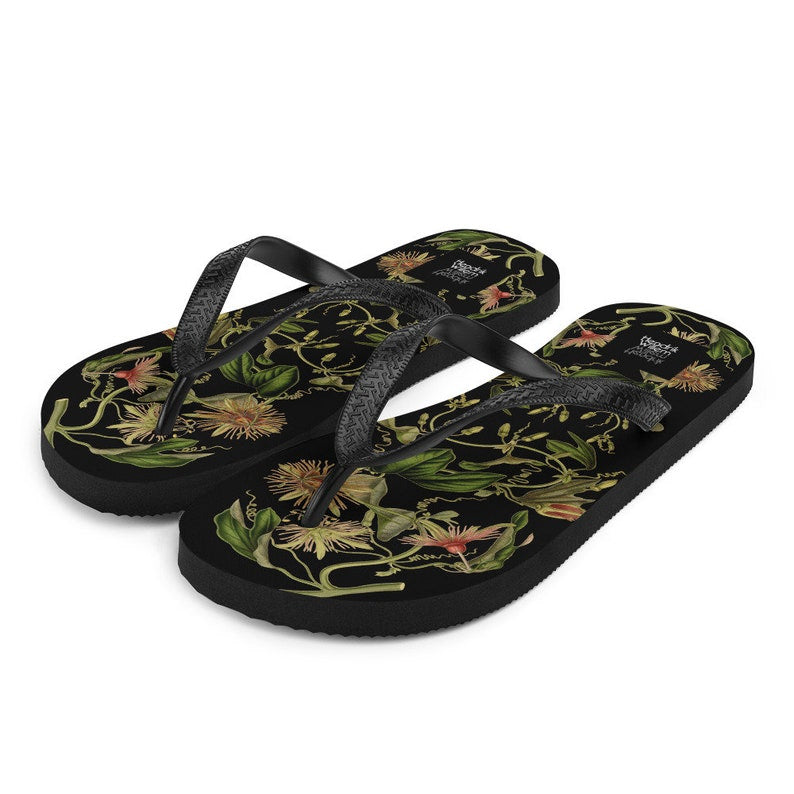 hippieartzone - Colorful Botanical Ladies Flip-Flops.