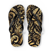 hippieartzone - Golden Floral Flip-Flops.