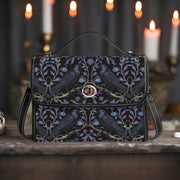 Gothic Violet Raven's Roost Vegan Leather Satchel Handbag For Boho Hippie