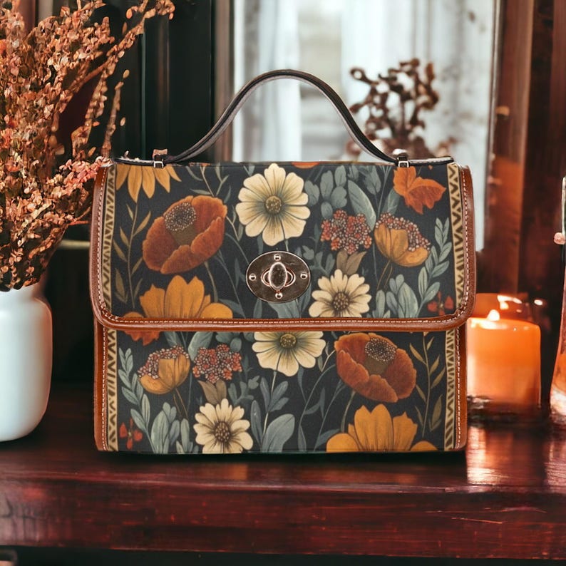 Autumn Cottagecore Boho Floral Vintage Satchel Handbag For Hippie
