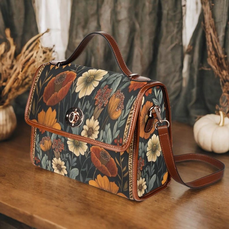 Autumn Cottagecore Boho Floral Vintage Satchel Handbag For Hippie