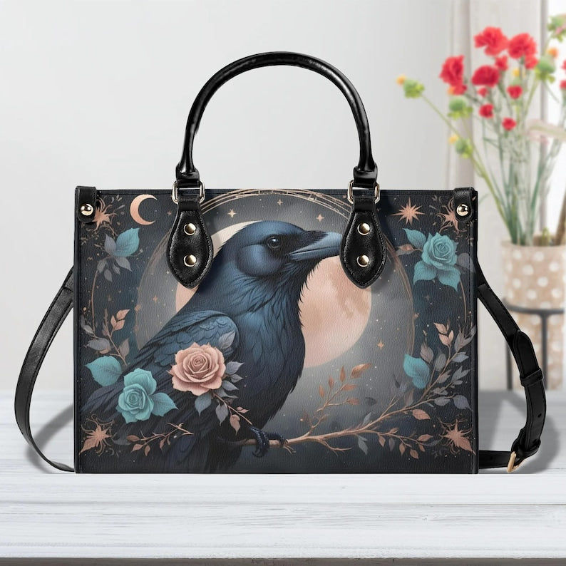 Raven Moon Bag Cute Crossbody Purse Shoulder Bag For Boho Hippie Style