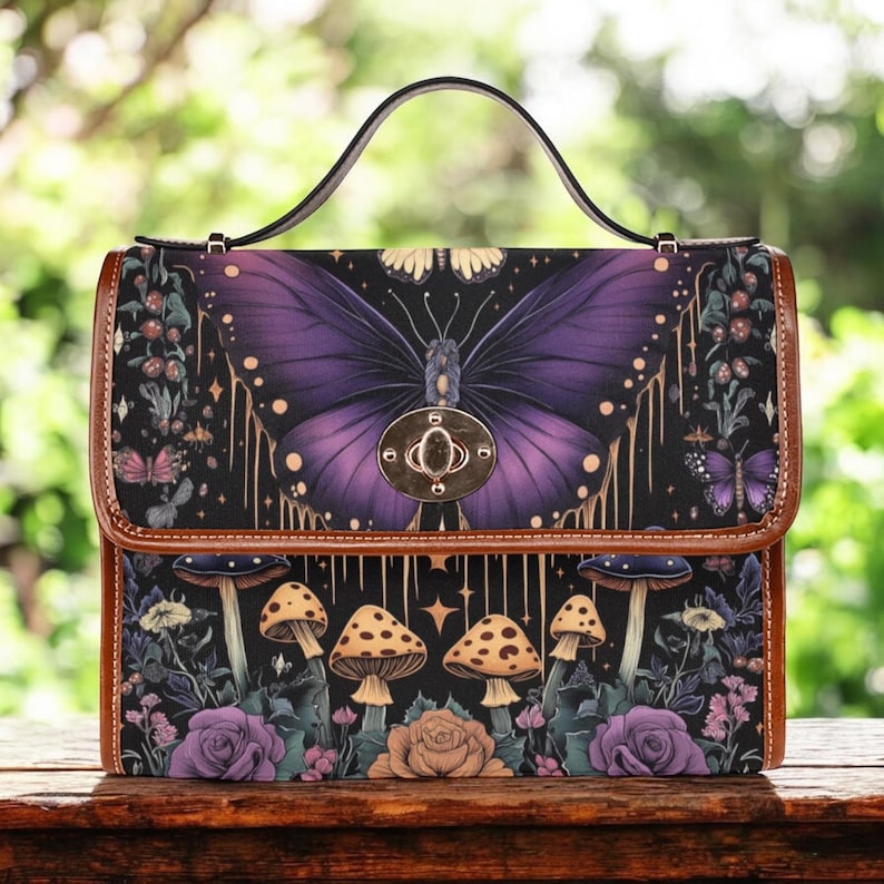 Cottagecore Witch Butterfly Mushroom Witchy Satchel Handbag For Boho Hippies