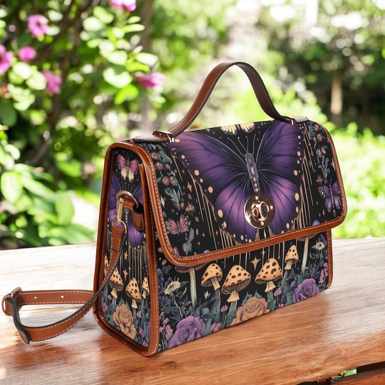 Cottagecore Witch Butterfly Mushroom Witchy Satchel Handbag For Boho Hippies