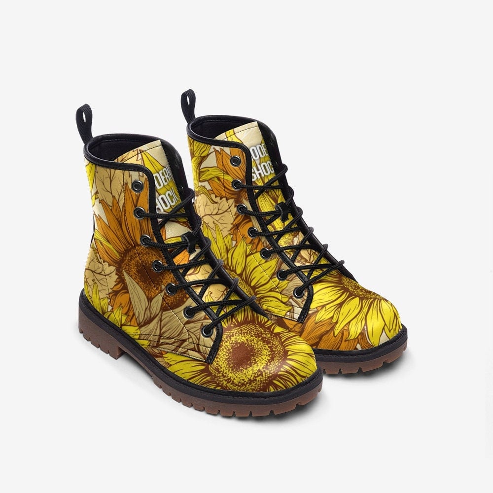 Hippie Art Zone - Sunflower Yellow Hippie Leather Unisex Boots