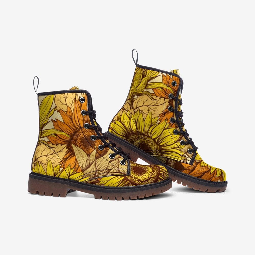 Hippie Art Zone - Sunflower Yellow Hippie Leather Unisex Boots