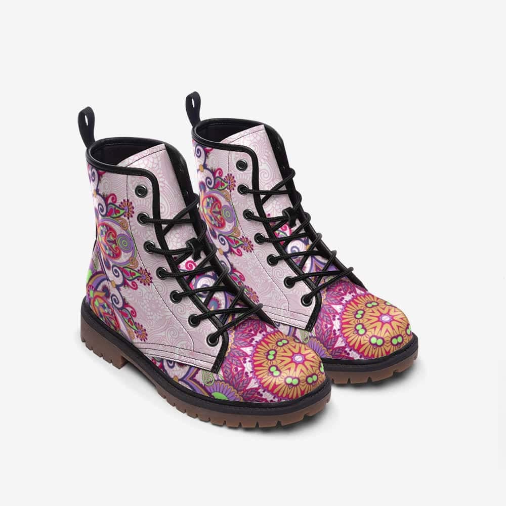 Hippie Art Zone - Pink And Purple Vegan Leather Boots