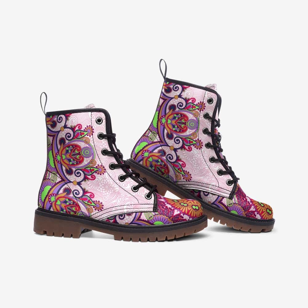 Hippie Art Zone - Pink And Purple Vegan Leather Boots