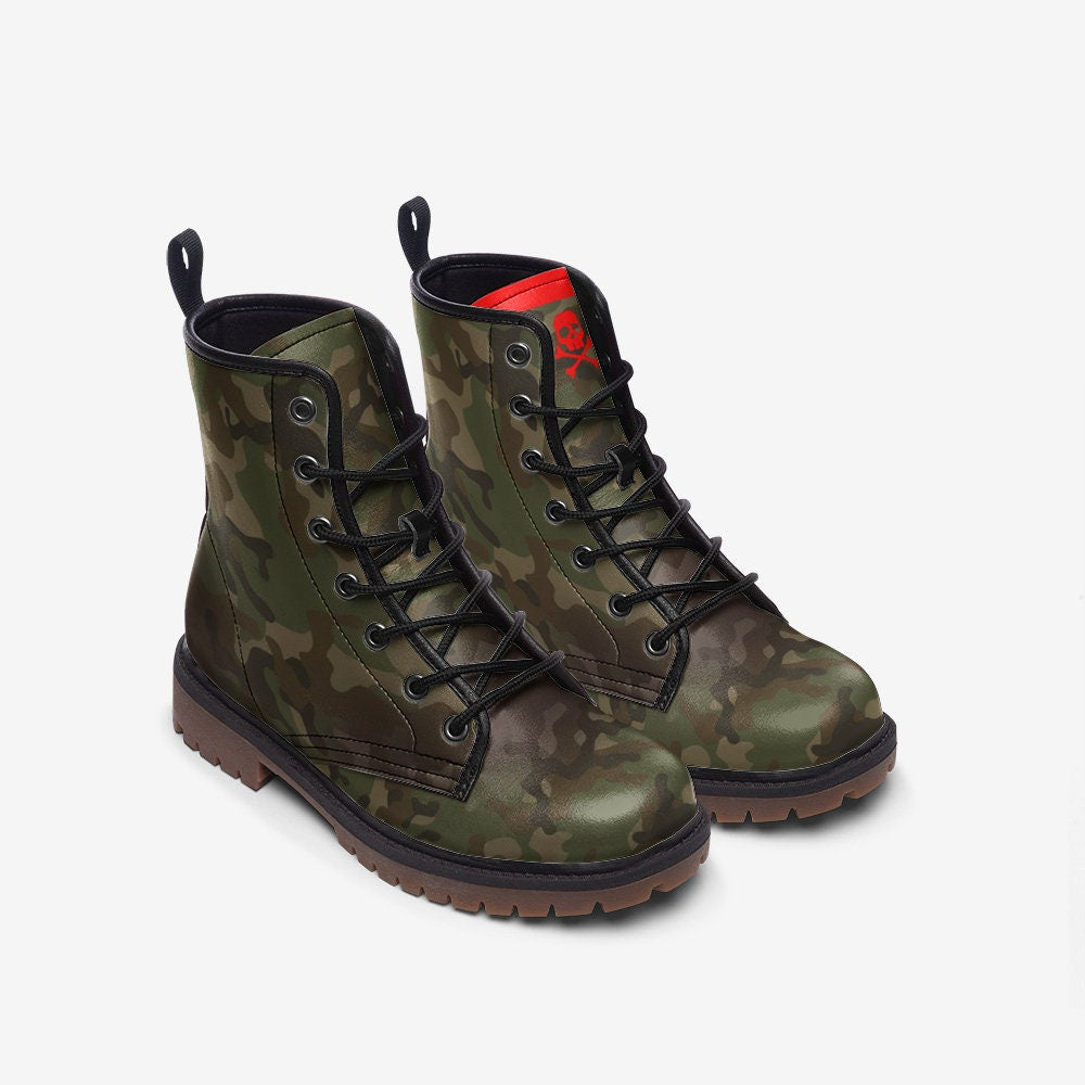 Hippie Art Zone - Army Camo Gothic, Punk, And Combat Boots In Unisex.