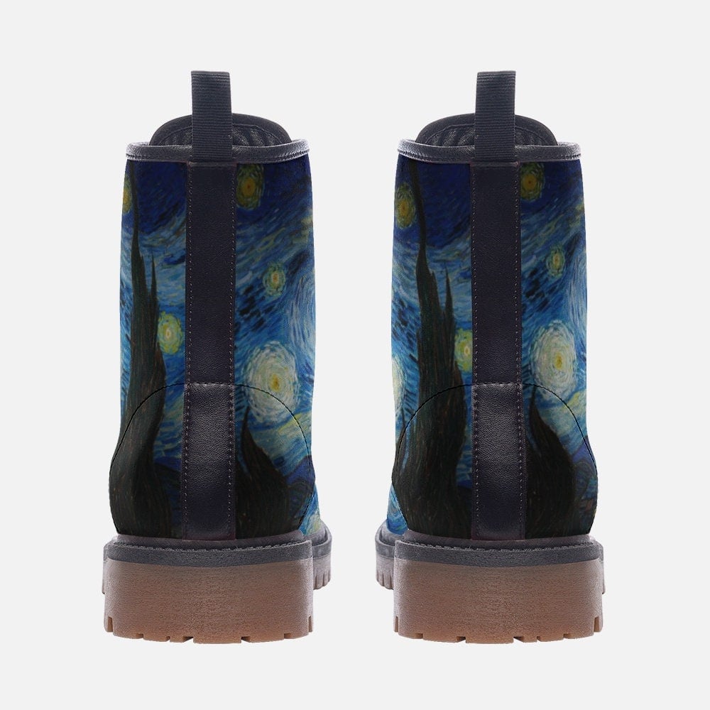 Hippie Art Zone - Van Gogh Starry Night Gothic, Punk, And Combat Boots In Unisex