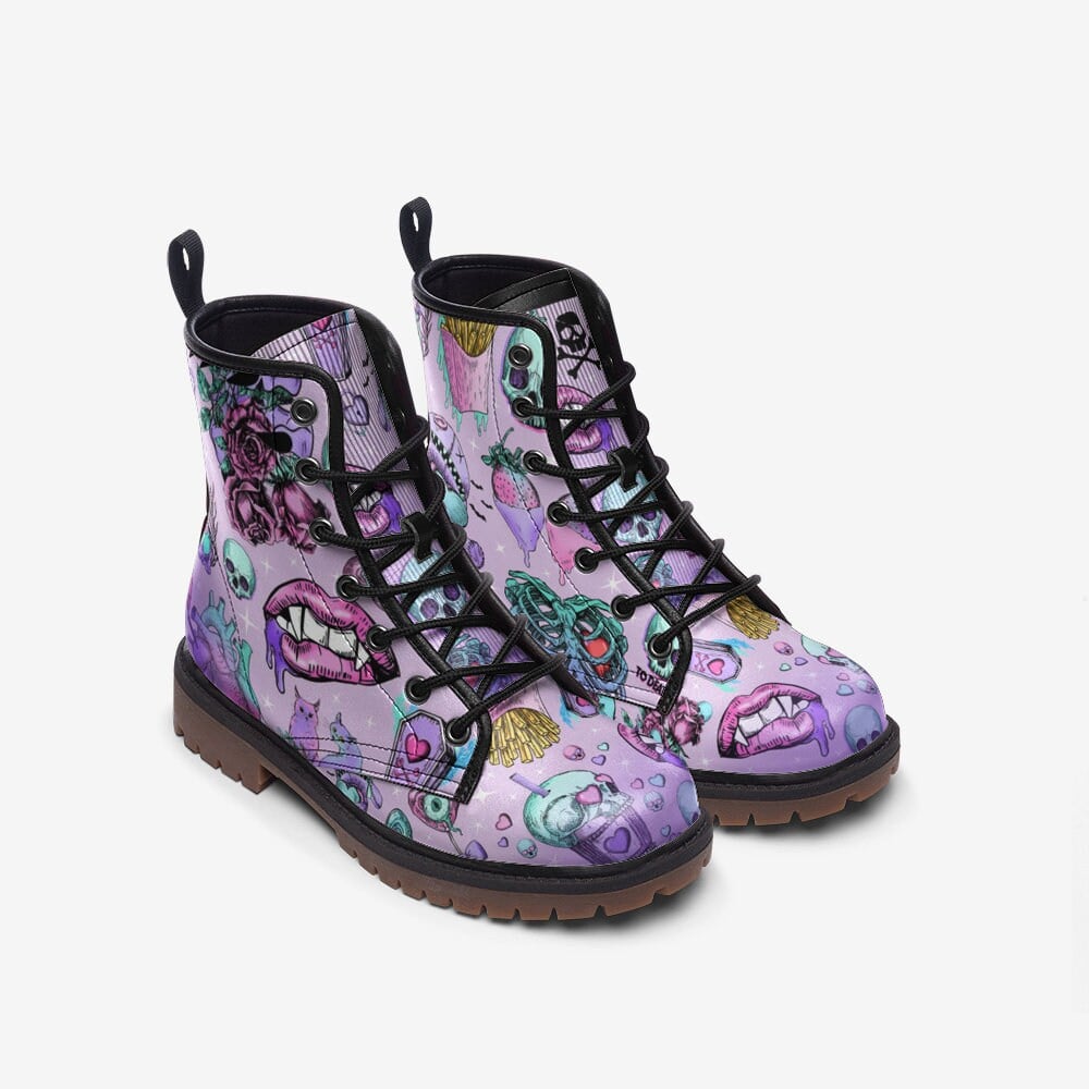 Hippie Art Zone - Goth Vintage Valentines Punk, Combat Boots In Unisex