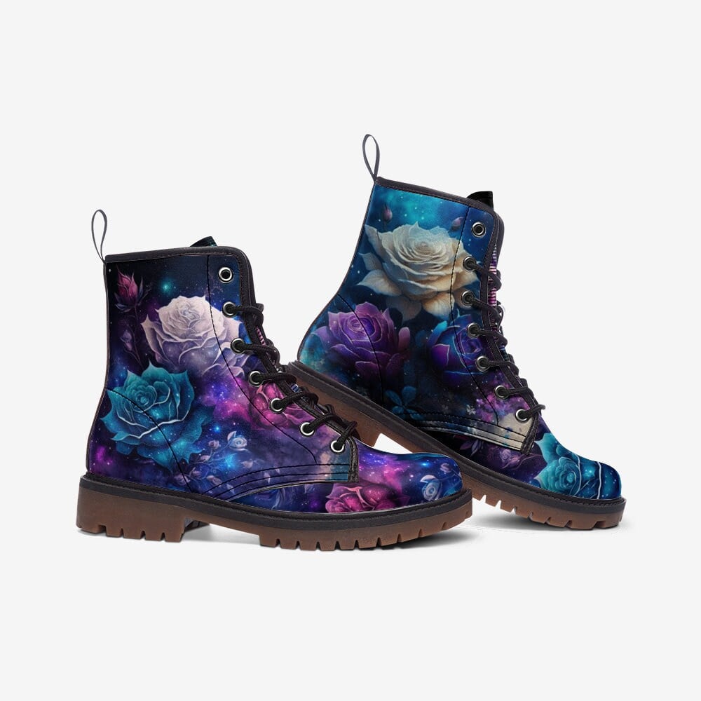 Hippie Art Zone - Rose Galaxy / Gothic, Punk, Combat Boots In Unisex