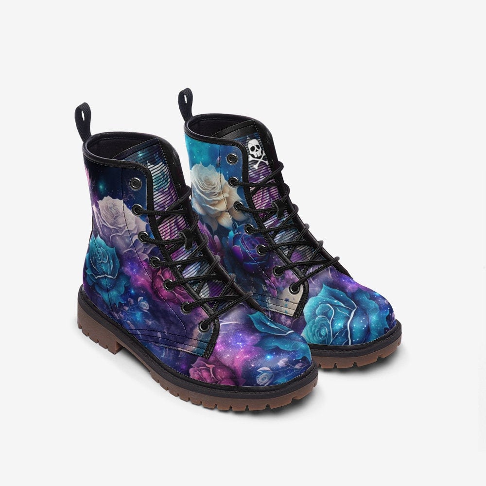 Hippie Art Zone - Rose Galaxy / Gothic, Punk, Combat Boots In Unisex