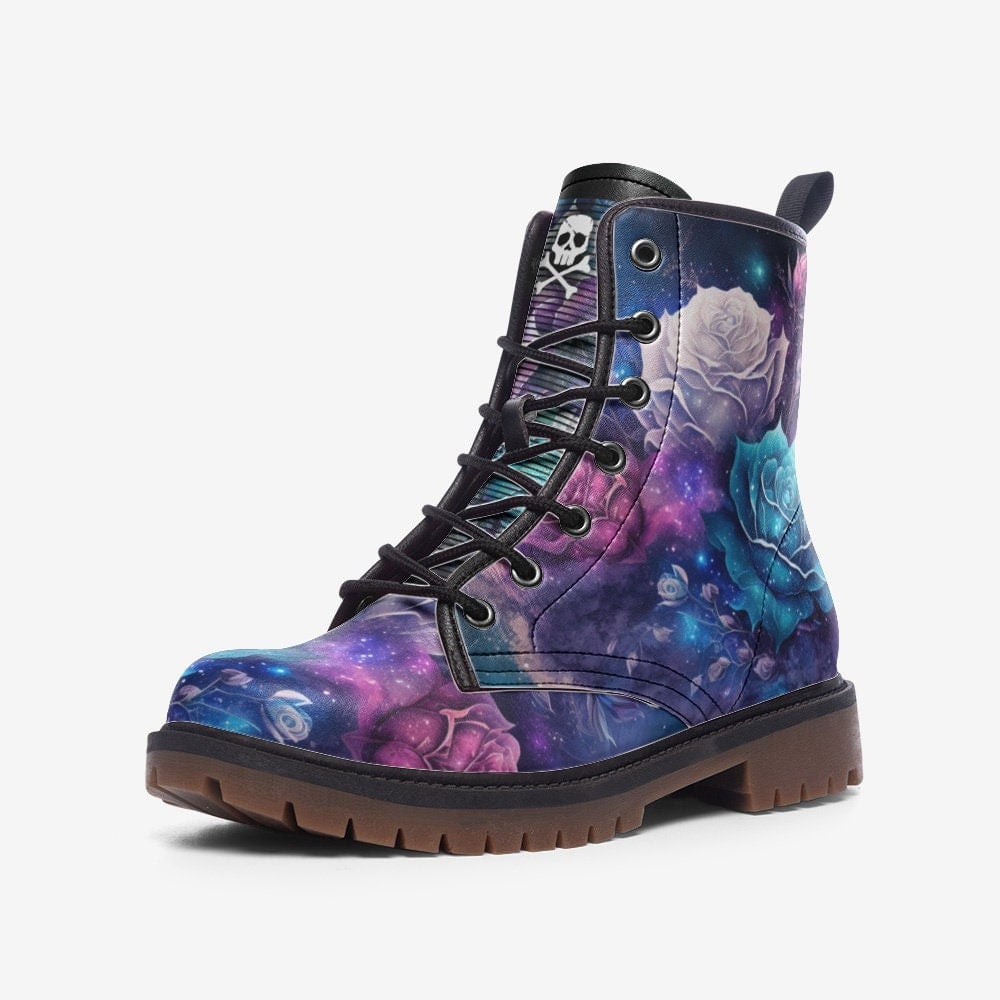 Hippie Art Zone - Rose Galaxy / Gothic, Punk, Combat Boots In Unisex