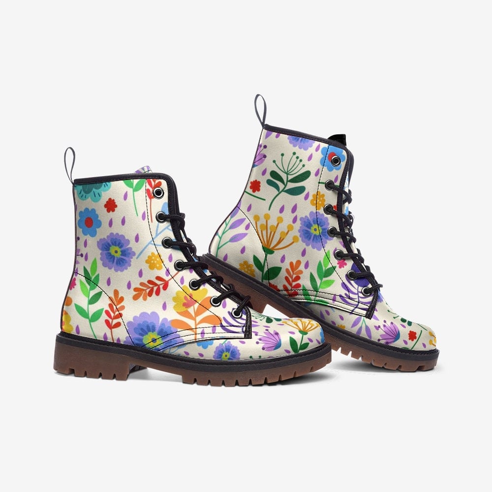 Hippie Art Zone - Spring & Flowers / Gothic, Punk, Combat Boots In Unisex