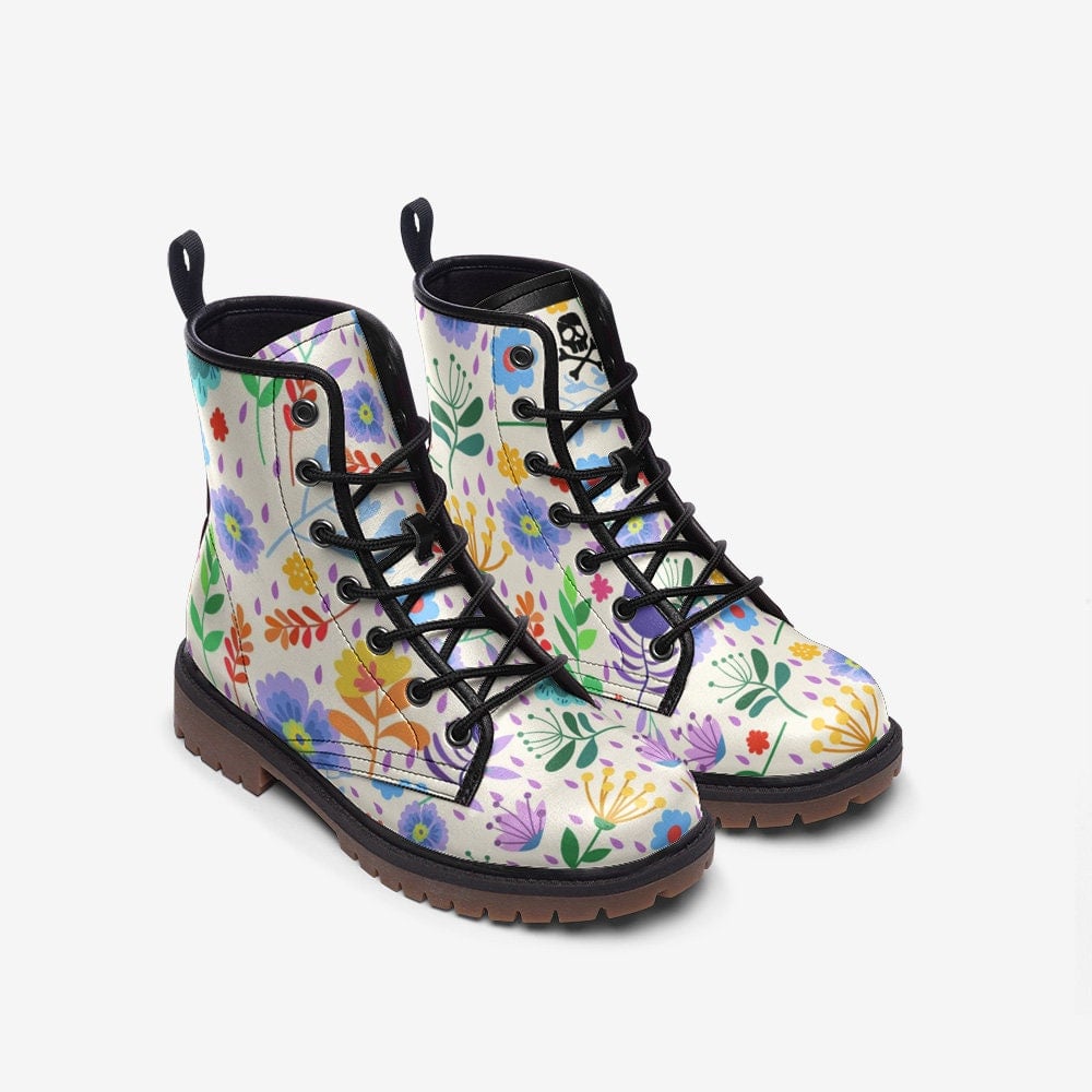 Hippie Art Zone - Spring &amp; Flowers / Gothic, Punk, Combat Boots In Unisex