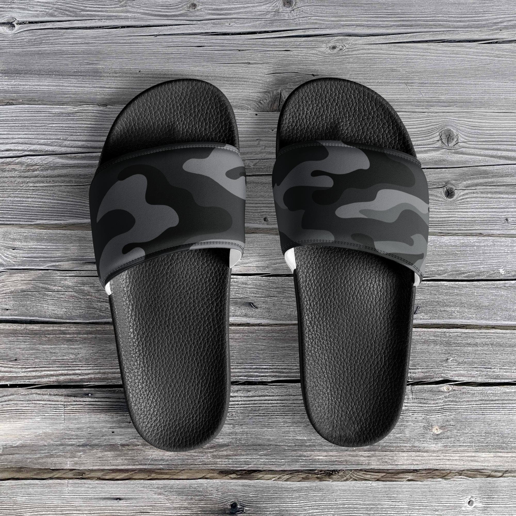 hippieartzone - Men’s Grey Camo slides Camo Slides