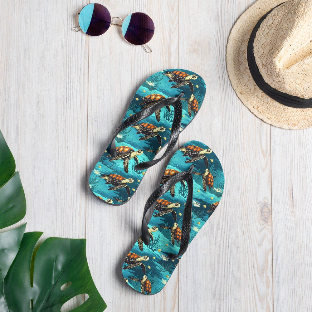 hippieartzone - Sea Turtle Flip Flops