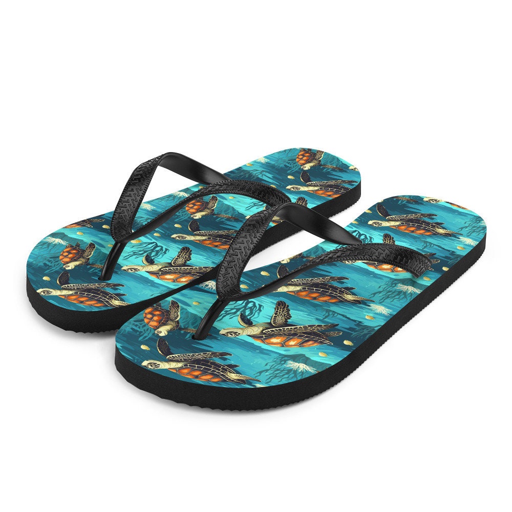 hippieartzone - Sea Turtle Flip Flops