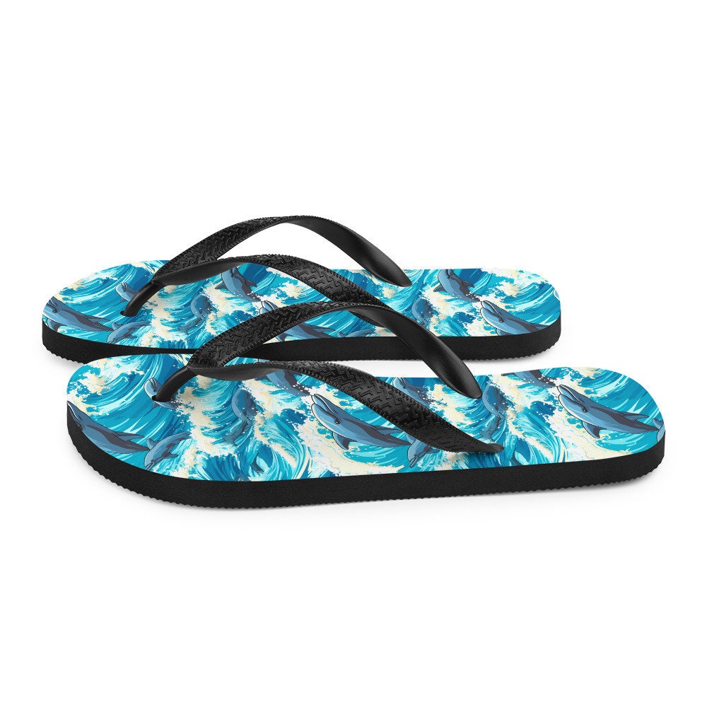 hippieartzone - Playful Dolphin Flip Flops