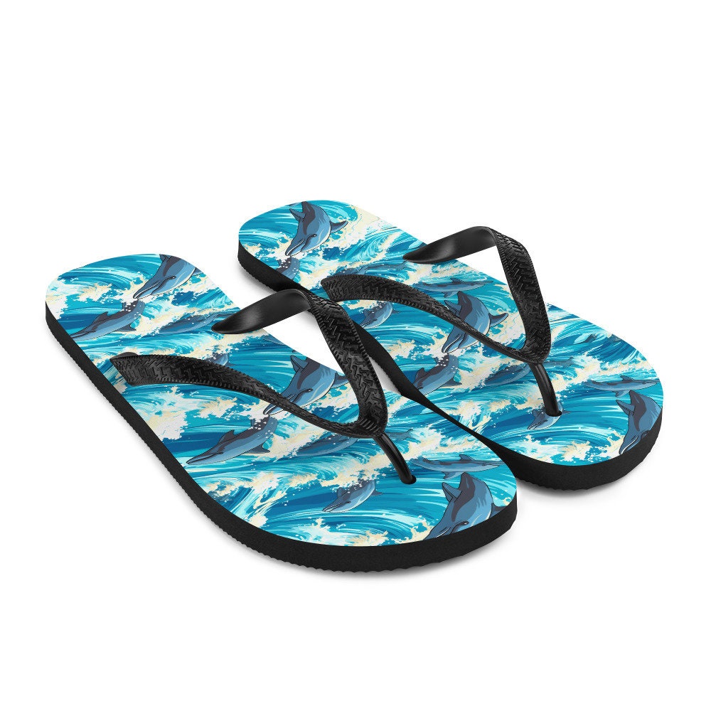 hippieartzone - Playful Dolphin Flip Flops