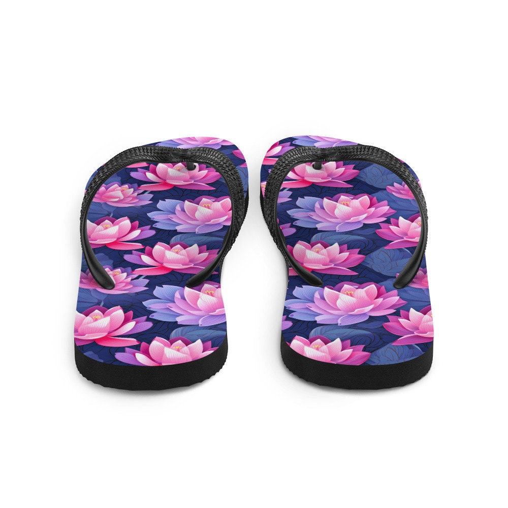 hippieartzone - Pink &amp; Purple Lotus Flip Flops