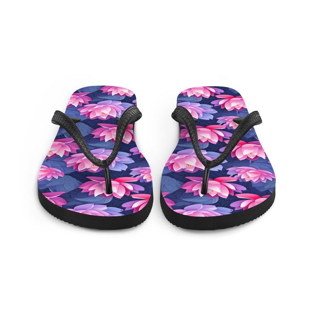 hippieartzone - Pink &amp; Purple Lotus Flip Flops