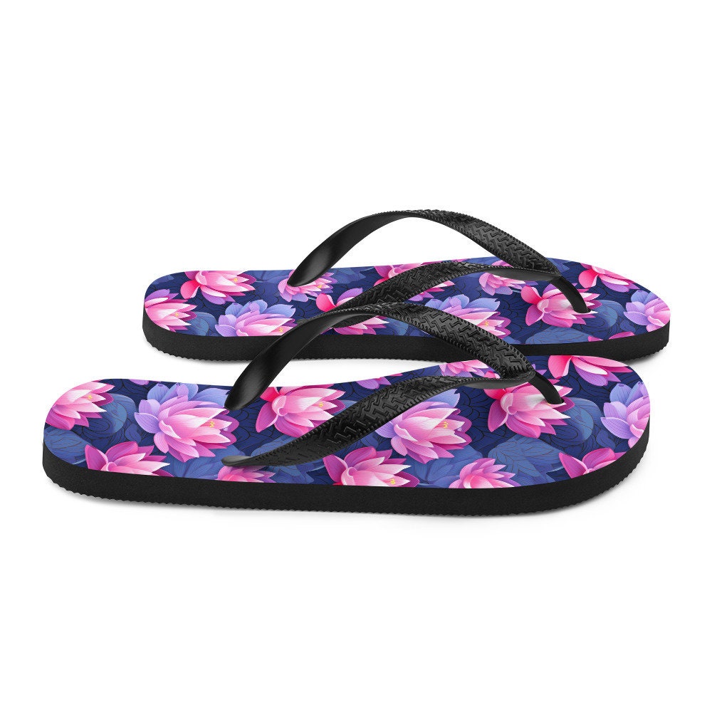 hippieartzone - Pink &amp; Purple Lotus Flip Flops