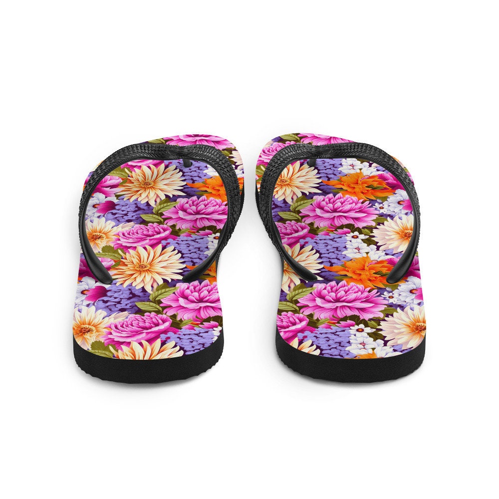 hippieartzone - Multi-Color Floral Flip Flops