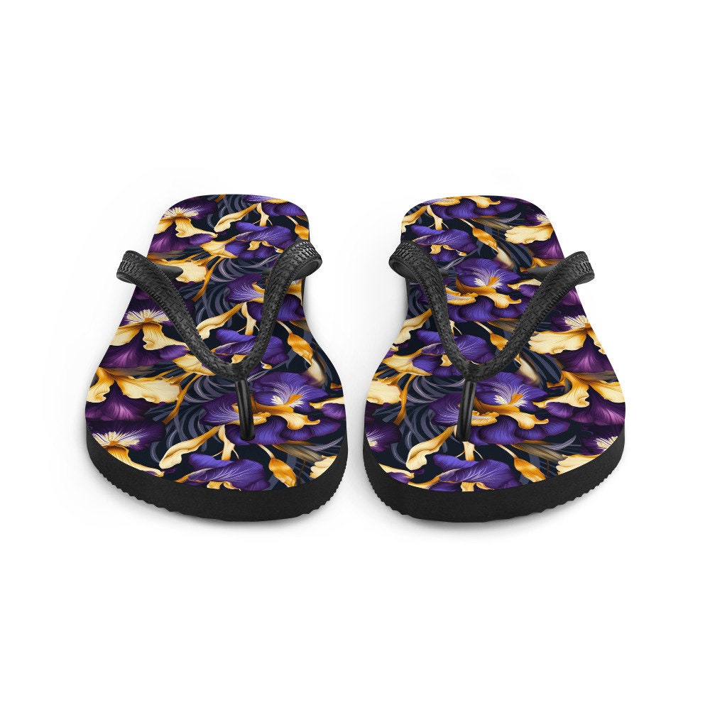 hippieartzone - Purple & Yellow Iris Flip Flops