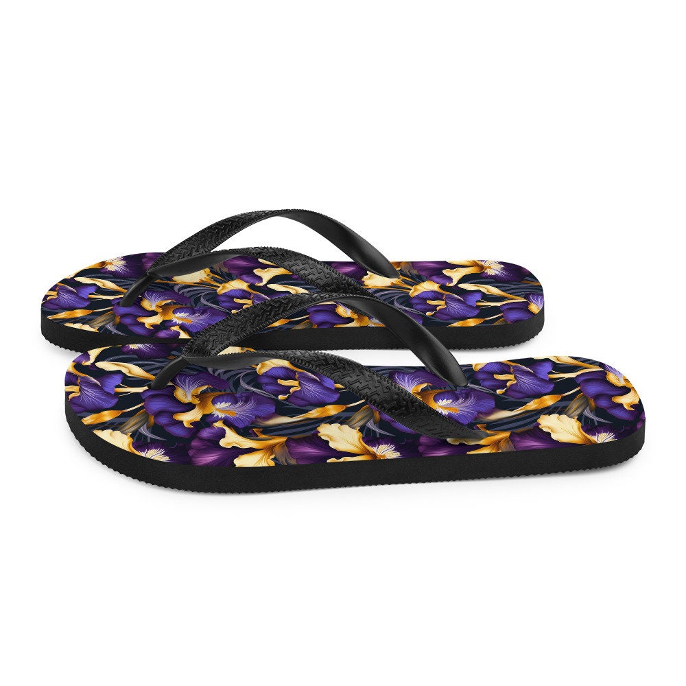 hippieartzone - Purple & Yellow Iris Flip Flops