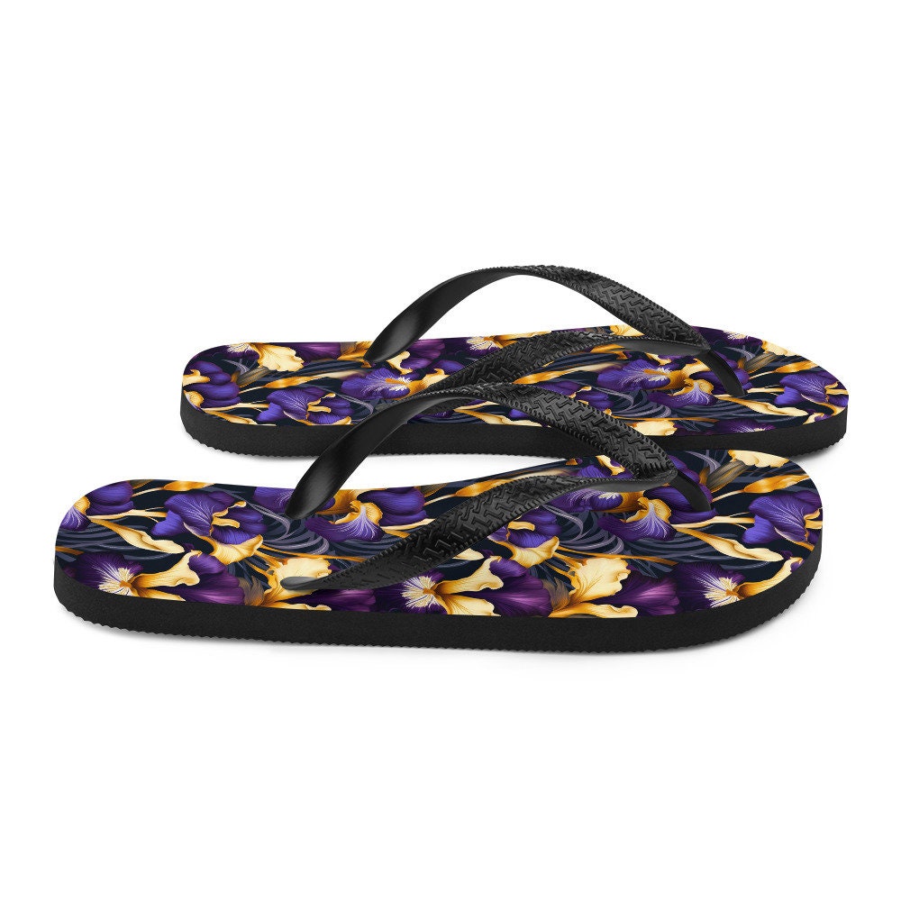 hippieartzone - Purple & Yellow Iris Flip Flops