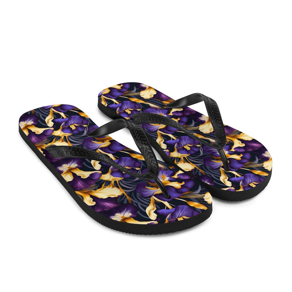 hippieartzone - Purple & Yellow Iris Flip Flops
