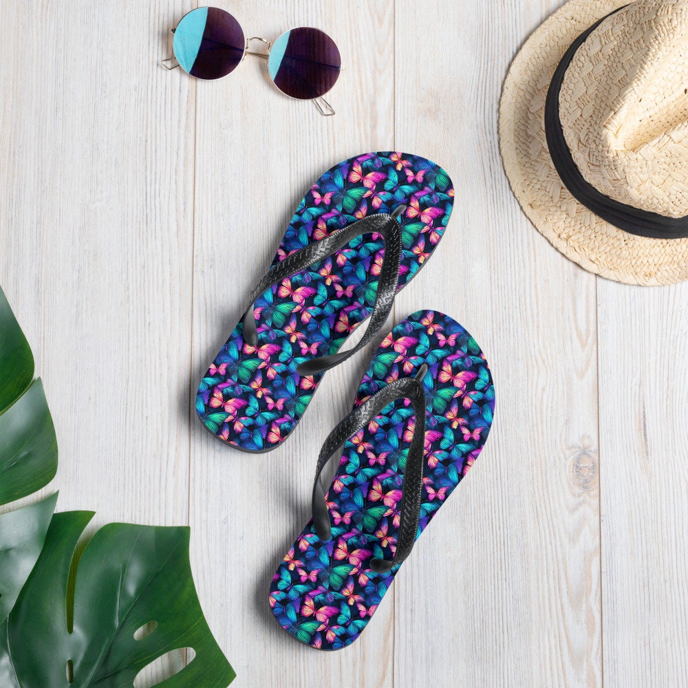 hippieartzone - Iridescent Butterfly Flip Flops