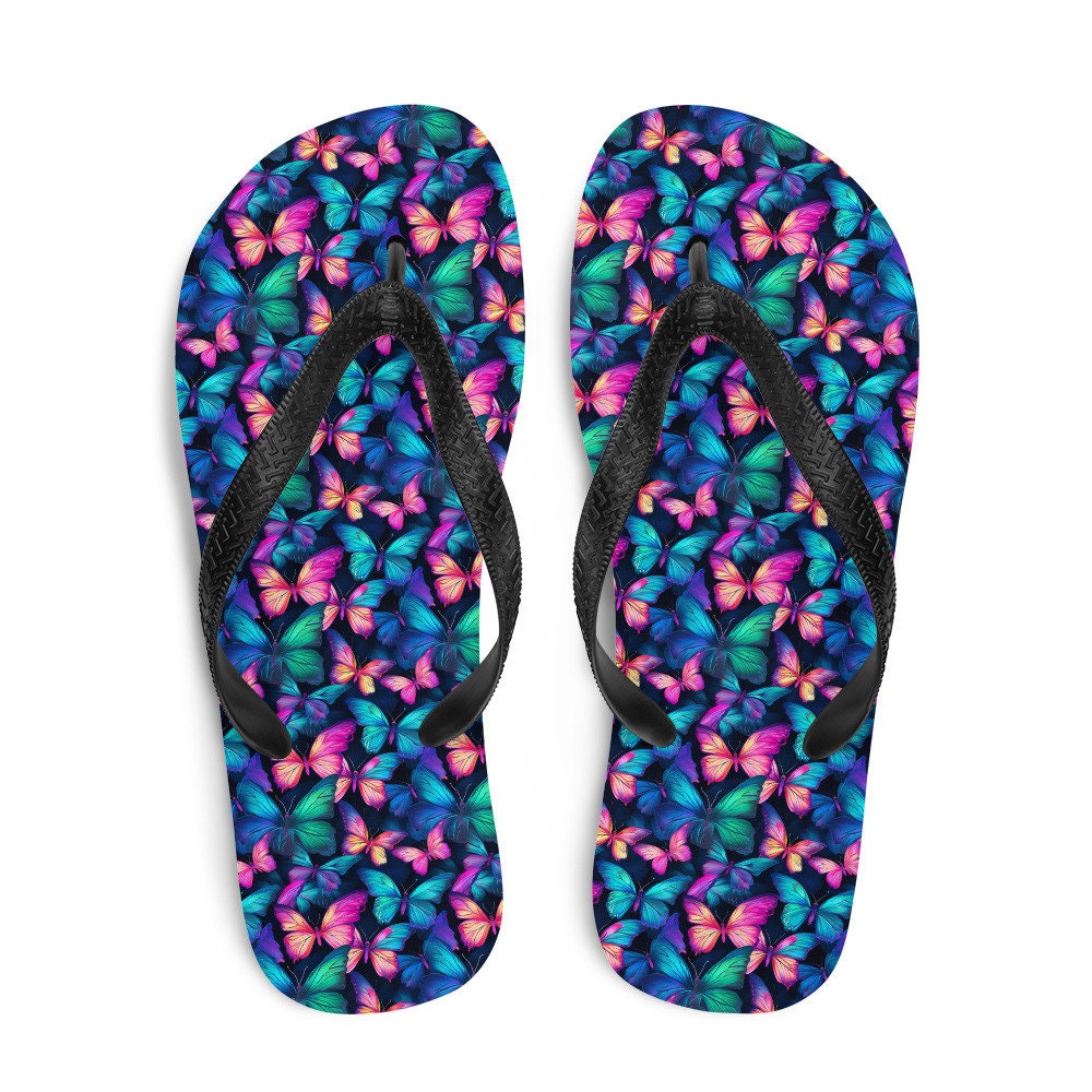 hippieartzone - Iridescent Butterfly Flip Flops
